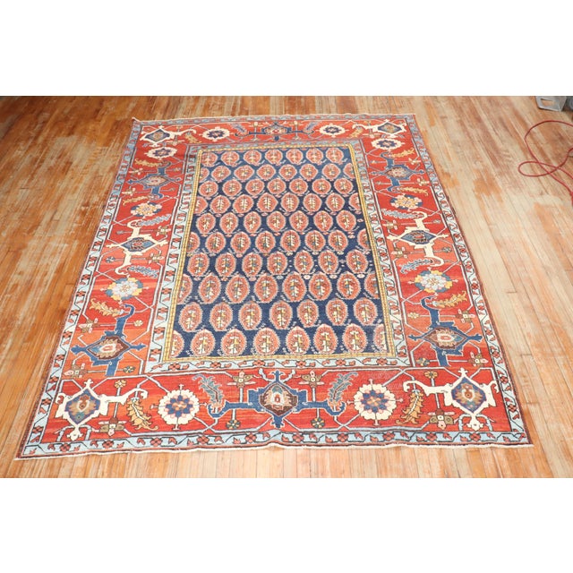Persian Antique Zabihi Collection Persian Serapi Heriz Rug - 7'10" x 9'10" For Sale - Image 3 of 9