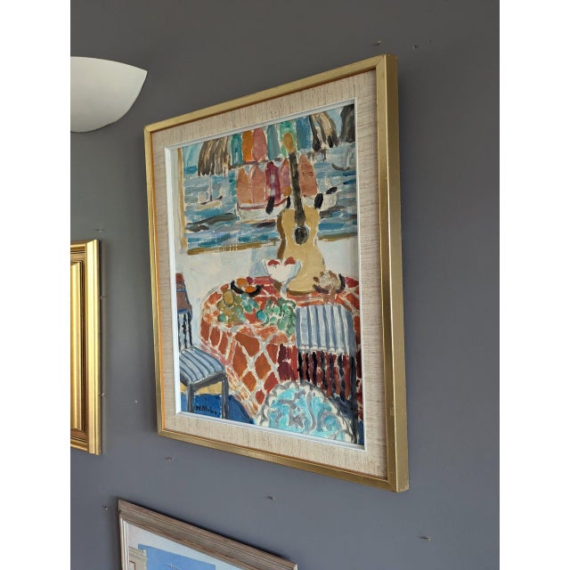 Mid 20th Century Mid-Century Modern 'Interior With Painting' Vintage Swedish Original Still Life Interior Oil Painting, Framed For Sale - Image 5 of 12