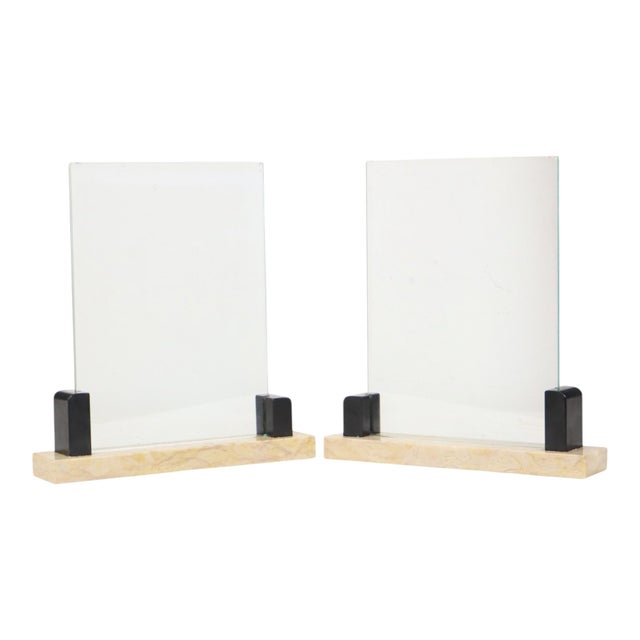 Art Deco Photo Frames in Black and Beige Marble, 1930s, Set of 2 For Sale - Image 15 of 18