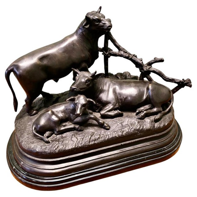 Metal After Jules Moigniez, The Bovine Family, Bronze For Sale - Image 7 of 7