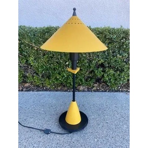 Art Deco 1980's Be-Yang Yellow Post Modern Memphis Milano Style Table Lamp For Sale - Image 3 of 10