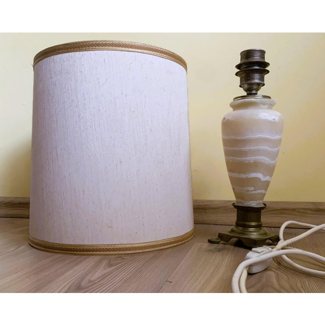 Neoclassical Brass and Stone Table Lamp, 1950s For Sale - Image 4 of 18