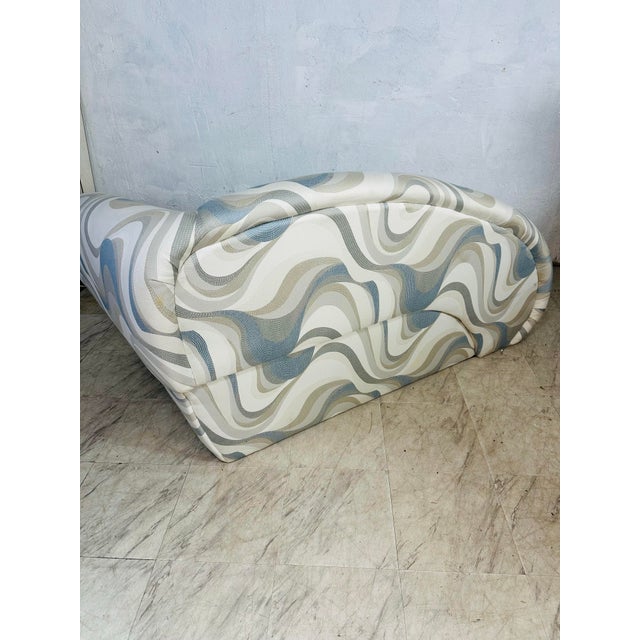 Baby Blue Vintage Carson Chaise Reupholstered in Thibaut Fabric For Sale - Image 8 of 9