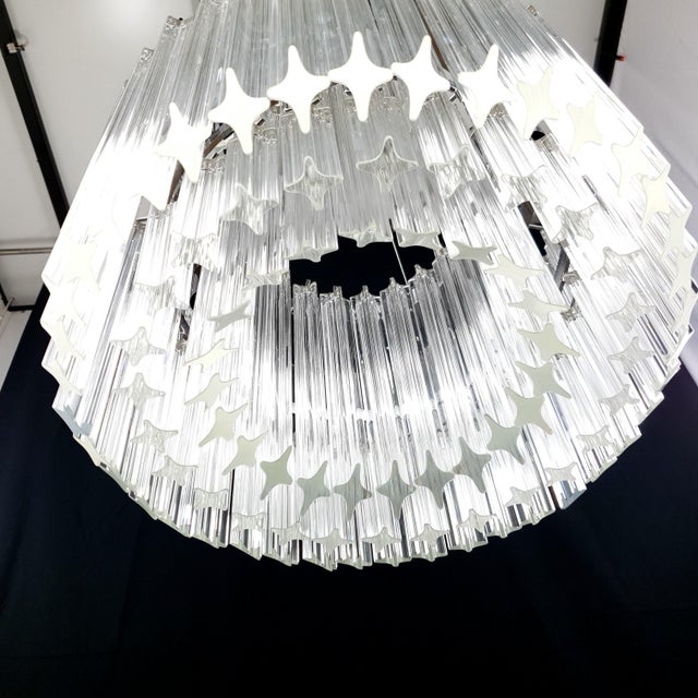 Vintage Round Chandelier with Handmade Murano Glass and Crystal Quadrihedrons, Italy, 1971 For Sale - Image 14 of 18