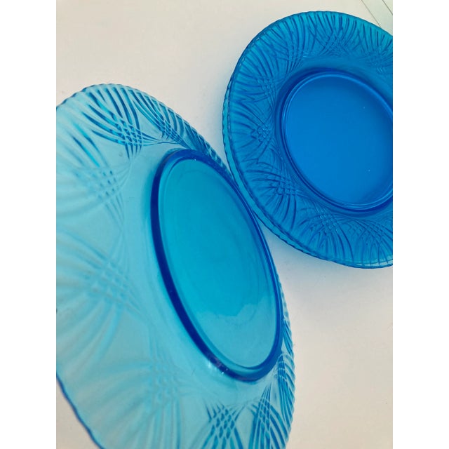 90's Aqua color set of 4 salad plates 8.5"D , No makers mark , in very good condition.
