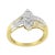 Crafted in lustrous 10k gold, this bypass ring showcases a dazzling round diamond cluster. Soft alternating yellow and...