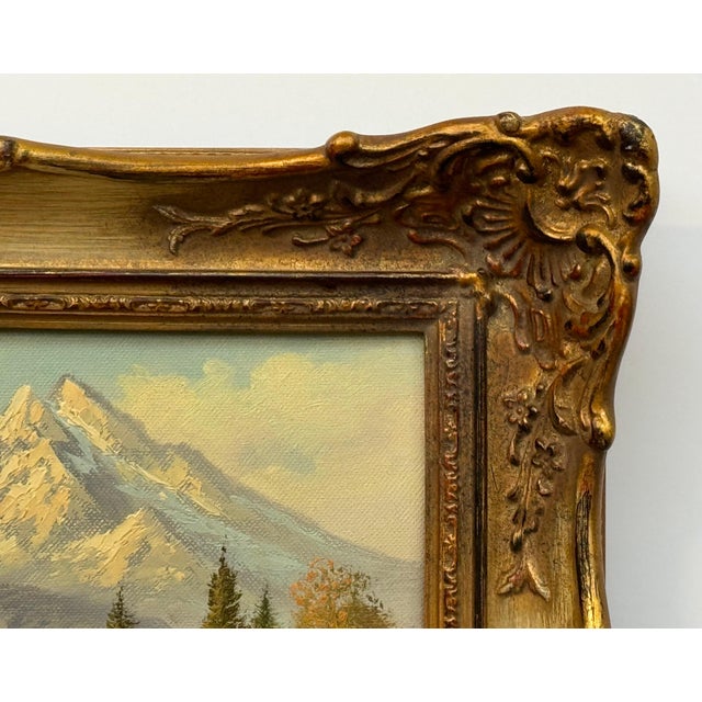 Alpine Mountain Hut Vintage Landscape Painting by 20th Century German Artist 1975 Circa For Sale - Image 16 of 18