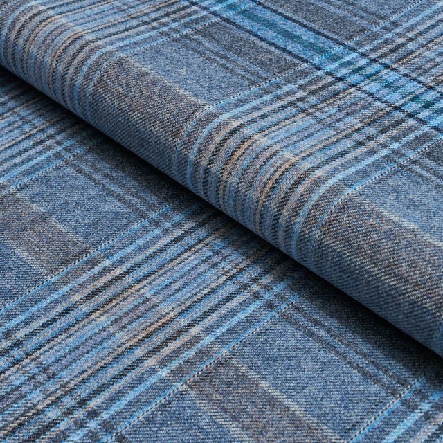 Schumacher Schumacher Campbell Plaid Fabric In Indigo For Sale - Image 4 of 5