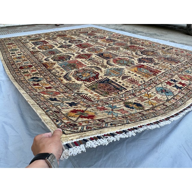 2000 - 2009 Hand-Knotted Afghan Kazak Wool Area Rug - 9'0" X 11'10 For Sale - Image 5 of 12