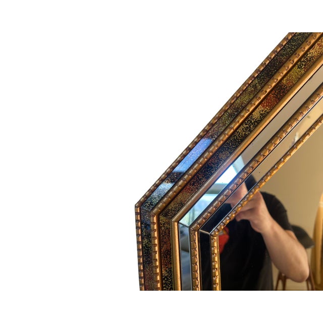 1980s Vintage Mid Century Wall Mirror 1980s Postmodern Windsor Gold Frame For Sale - Image 5 of 11