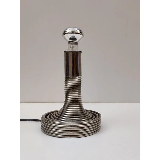 Silver Italian Spirale Table Lamp in Chrome Steel by Angelo Mangiarotti, 1970s For Sale - Image 8 of 9