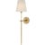 Thomas O'Brien for Visual Comfort Signature Bryant 27" Cordless Tail Sconce in Hand-Rubbed Antique Brass with Linen Shade For Sale In Houston - Image 6 of 13