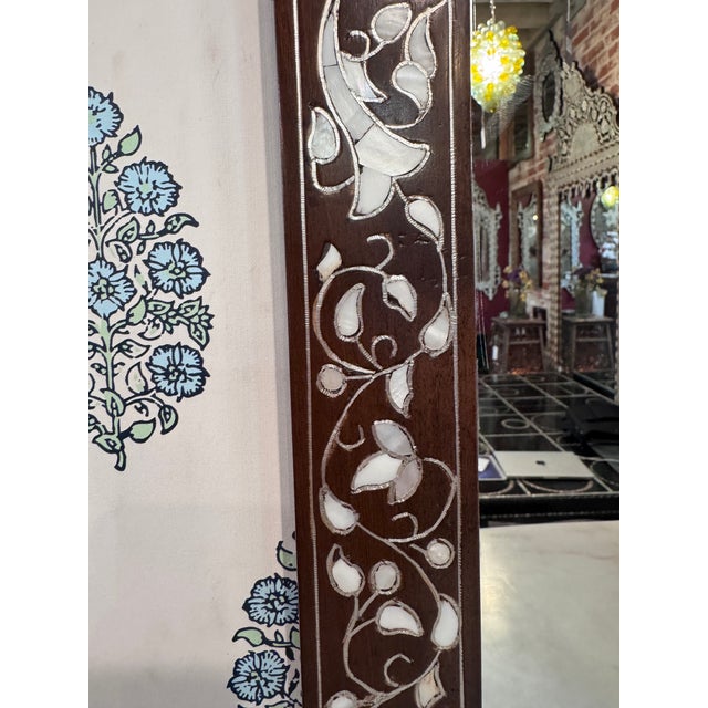 Wood Vintage Mother-of-Pearl Inlay Contemporary Mirror For Sale - Image 7 of 7
