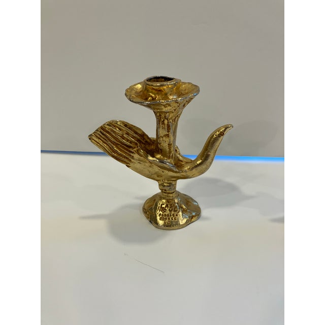 Metal Bronze Candlesticks Signed Pierre Casenove 1994 For Sale - Image 7 of 8