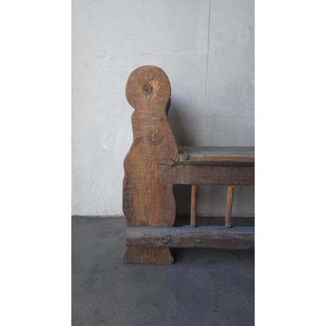 Wood Rustic Spanish Colonial Style Wabi Sabi Wood Bench For Sale - Image 7 of 8