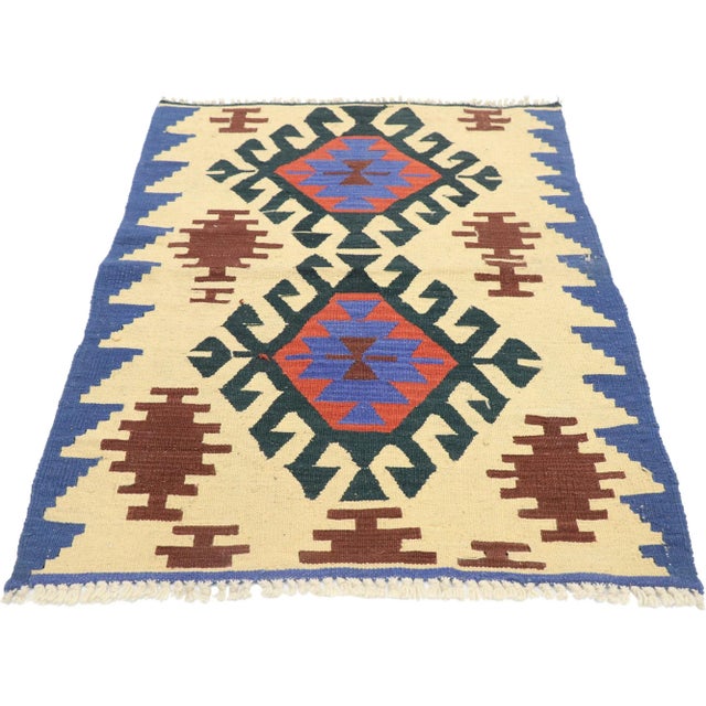 Tribal Vintage Persian Shiraz Kilim Rug - 02'08 X 03'06 For Sale - Image 3 of 9