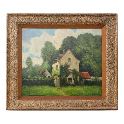 Wuest, Countryside House, Oil on Canvas, Framed For Sale