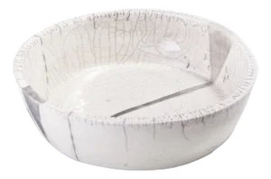 White Crackle Fringe Chawan Raku Ceramic Vase from Laab Milano