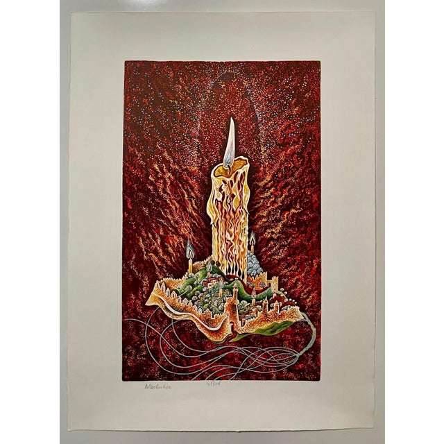 Modern Baruch Nachshon, Large Surrealist Baruch Nachshon Kabbalah Art Judaica Lithograph Israeli Art For Sale - Image 3 of 5