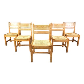 Pine Wood Dining Chairs from GM Mobler, 1960s, Set of 5 For Sale