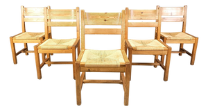 Pine Wood Dining Chairs from GM Mobler, 1960s, Set of 5