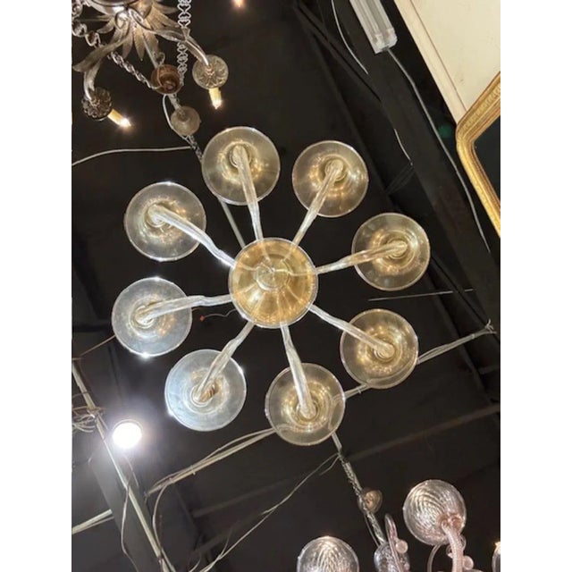 Murano Gold 8-Light Chandelier For Sale In Dallas - Image 6 of 7