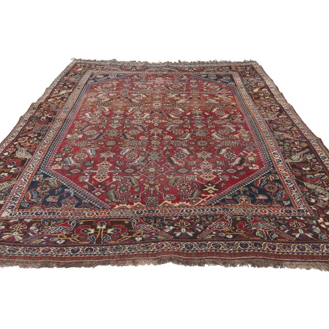 Rustic Early 20th Century Antique Persian Shiraz Rug, 04'07 X 07'03 For Sale - Image 3 of 10