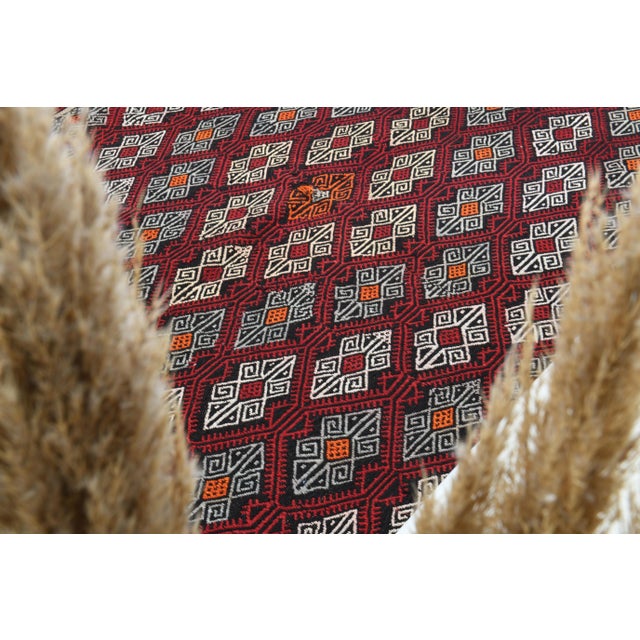 1970s Vintage Turkish Oushak Handmade Wool Cotton Red Area Rug For Sale - Image 9 of 12