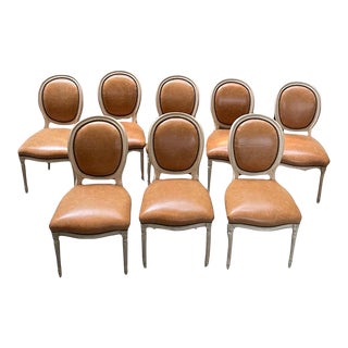Hickory Chair Co. Louis XVI Side Chair/Dining Chair in Napa Leather, Set of 8 For Sale