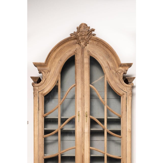 French Large Antique French Walnut Buffet Deux Corps With Arched Vitrine Top For Sale - Image 3 of 18