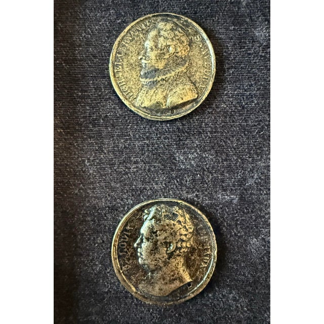 Pair of Mid Century Framed Roman Medallions or Coins For Sale In Austin - Image 6 of 13
