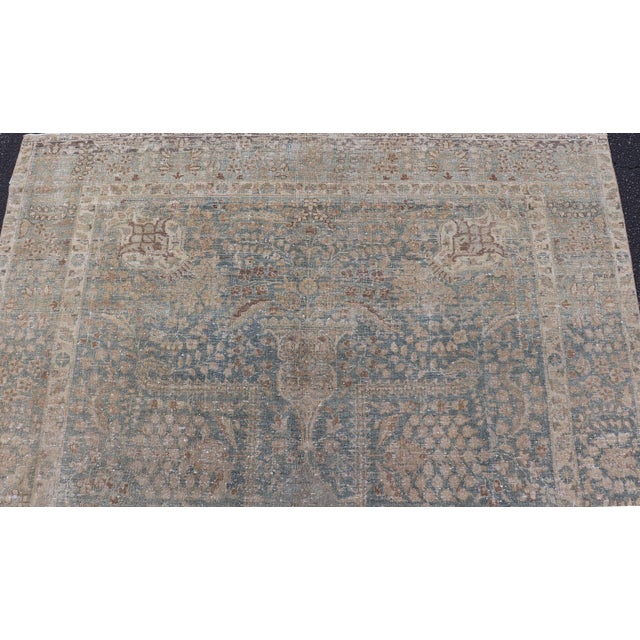 Antique Persian Tabriz Rug With Light Blue Field and Subtle Allover Design 6'4 X 9'10 For Sale - Image 12 of 14