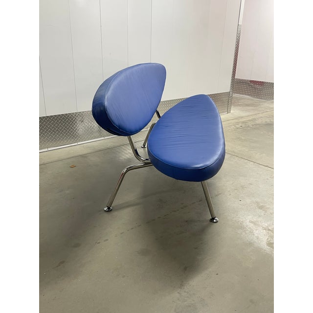 Blue Blue Leather Jurij Rahimkulov "Director" Sofa For Sale - Image 8 of 9