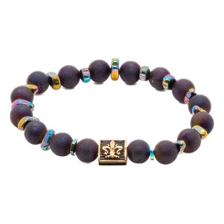 Fleur De Lis Purple Agate Beaded Bracelet For Sale