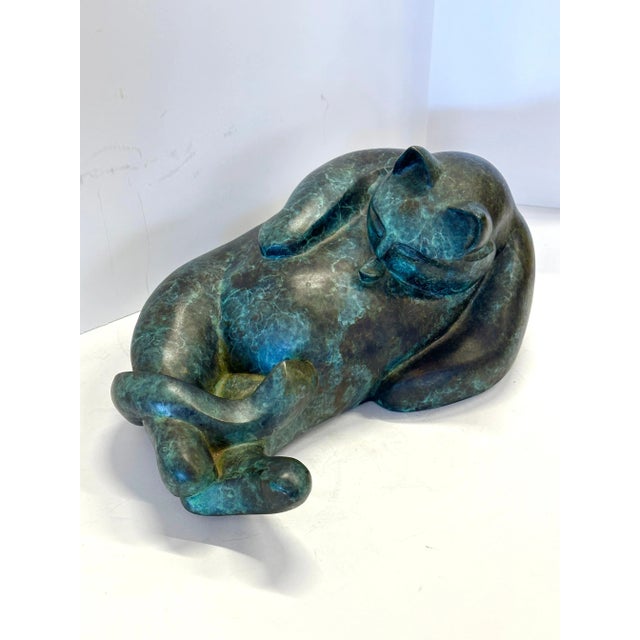 Metal Barbara Beretich “Tanko” Bronze Cat Sculpture 1996 For Sale - Image 7 of 12