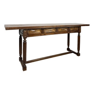Spanish Carved Drop-Leaf Console Table, 1930s For Sale