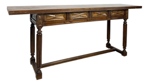 Spanish Carved Drop-Leaf Console Table, 1930s