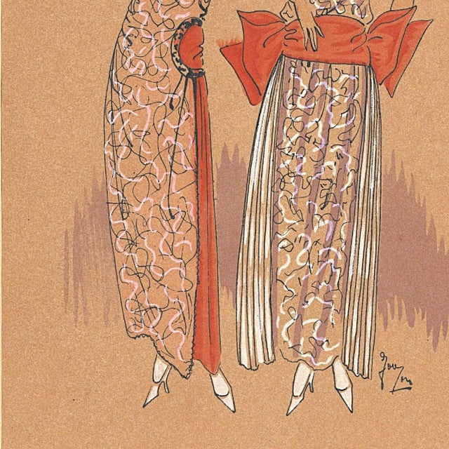 1922 Set of 2- French Art Deco Fashion Pochoirs For Sale - Image 9 of 9