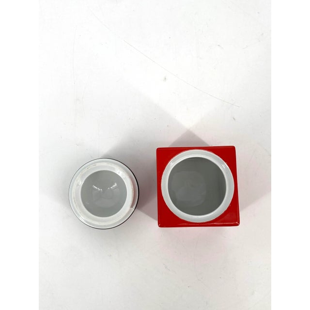 A rare sugar bowl from Arzberg * Material: Porcelain * Style: Postmodern * Color: black, red * Designer: Lutz Rabold *...