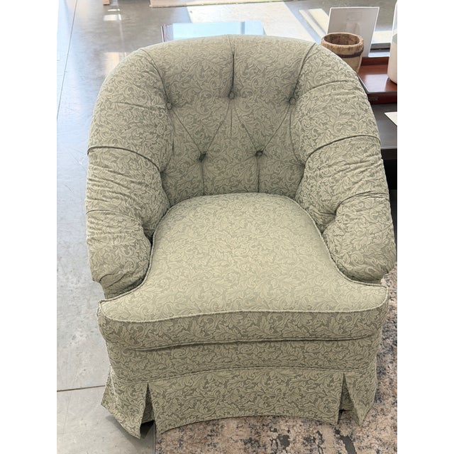 Beachley Tufted Barrel-Back Swivel Chairs With Matching Ottoman For Sale In New York - Image 6 of 12