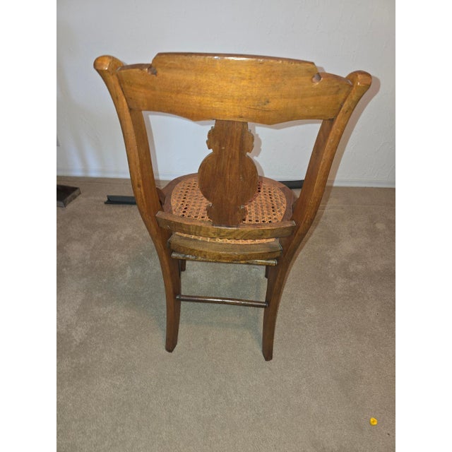 Set of 6 Vintage Cane Seat Dining Chairs — Handwoven Cane, Wooden Dining Seating For Sale - Image 4 of 5