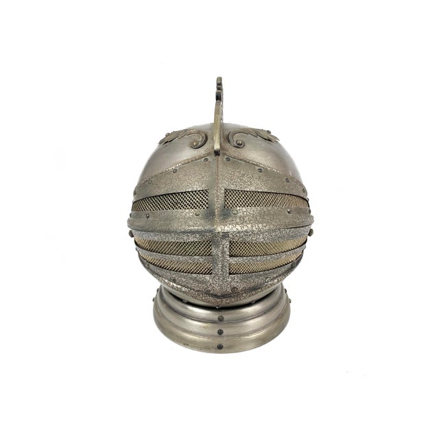 Vintage 1960s Medieval Knight Helmet Liquor Bottle Decanter Shot Glass