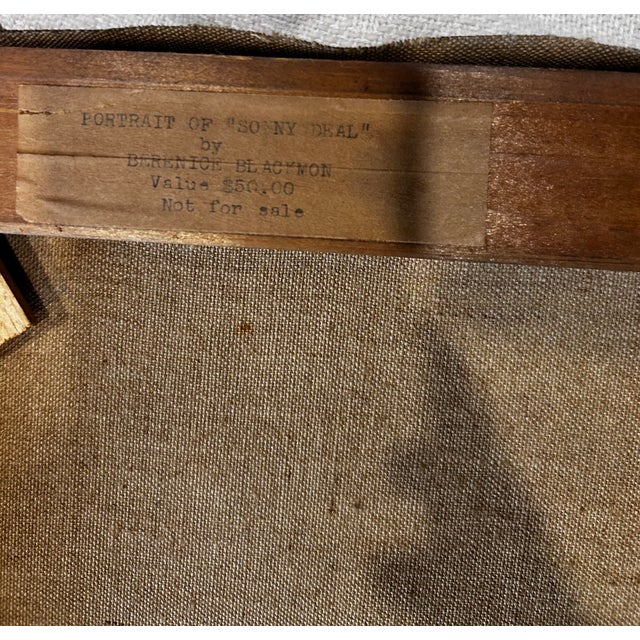 Vintage 1940 Original Oil Painting Portrait of Boy Signed R. Blackmon, Original Gilt Frame Child Portrait For Sale In Charlotte - Image 6 of 11