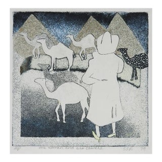 1979 One Woman Six Camels Etching For Sale