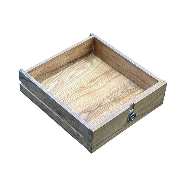 Simple Oriental Minimalistic Natural Wood Console Side Table Desk For Sale - Image 11 of 14
