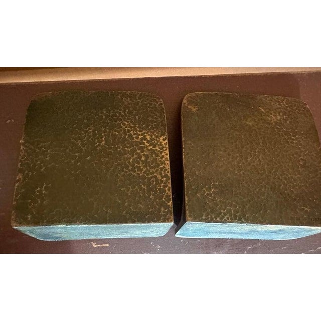 Folk Art 1930s Bronze Painted Indian Bookends -Pair For Sale - Image 3 of 4