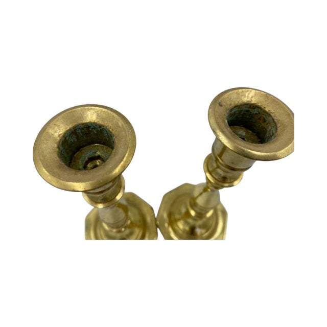 Brass Vintage Baldwin Forged in America Brass Candlesticks- a Pair For Sale - Image 8 of 12