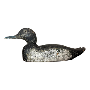 Antique 1920s Hand Carved Wood Folk Art Bluebill Drake Duck Decoy Bird Sculpture