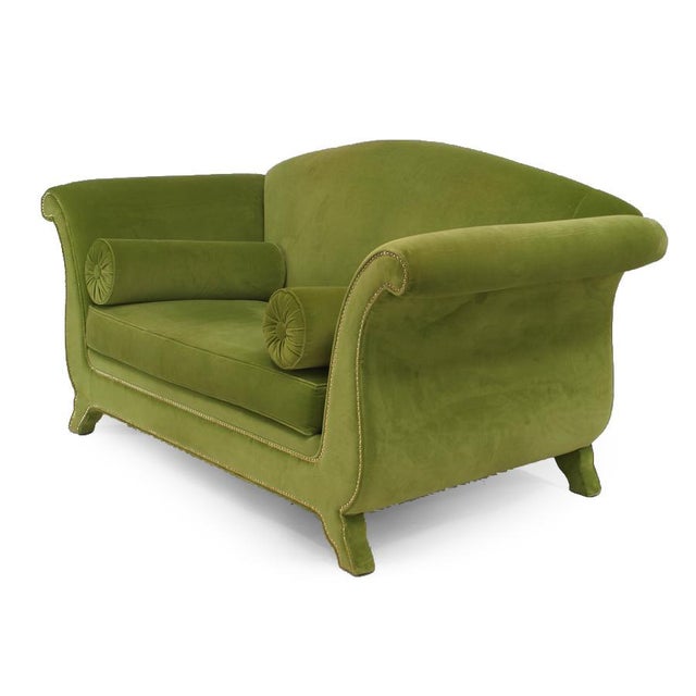 Italian 1940s Style Green Velvet Loveseat With Brass Nailheads Chairish