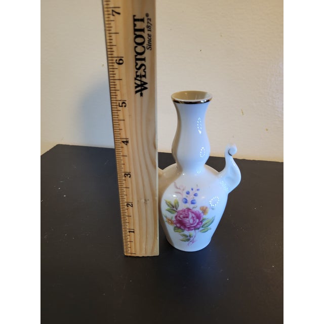 White Vintage Hollohaza Hungary Miniature Porcelain Vase For Sale - Image 8 of 14